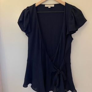 LOFT wrap short sleeve blouse